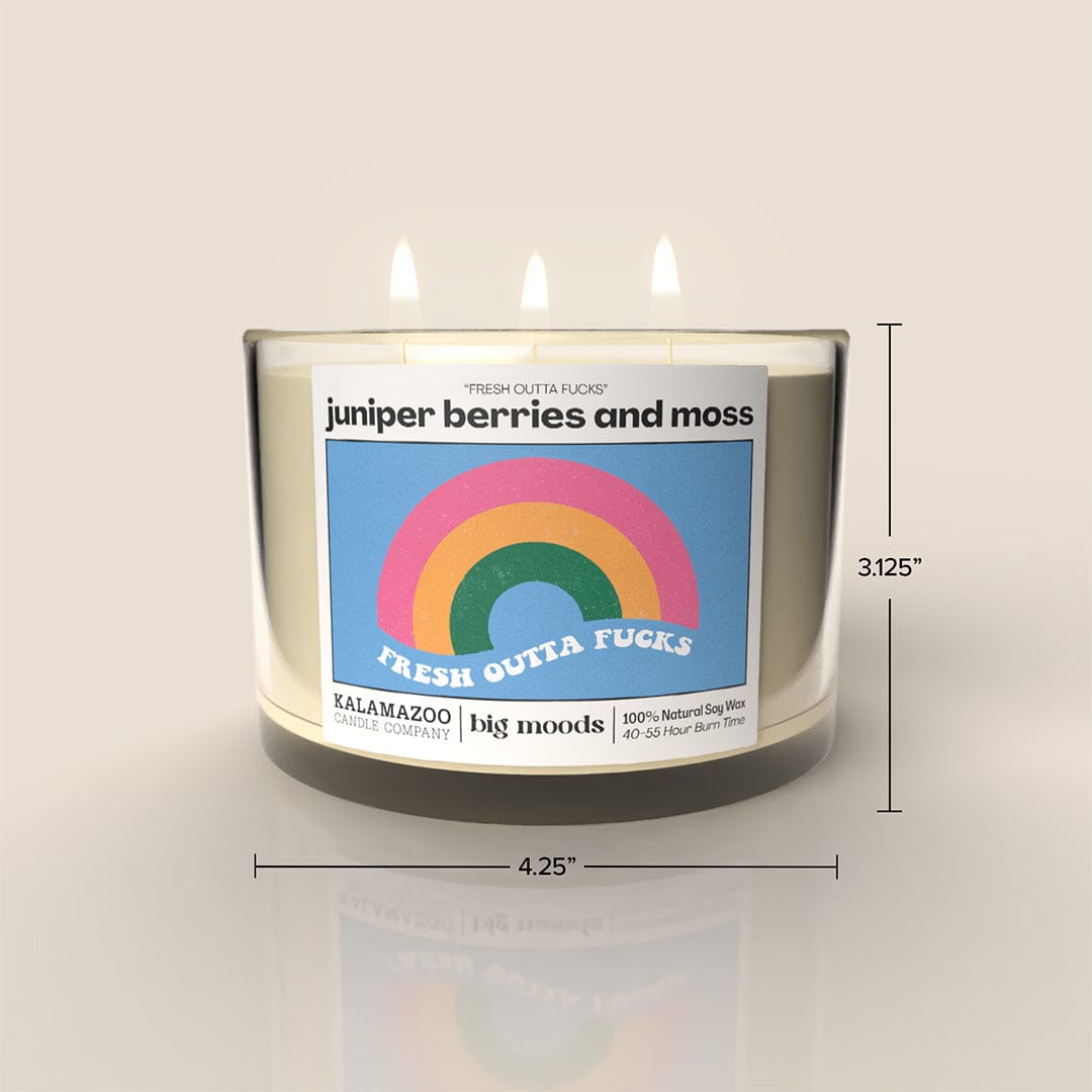 "Fresh Outta Fucks" 3-Wick Soy Candle - Juniper Berries - 14oz