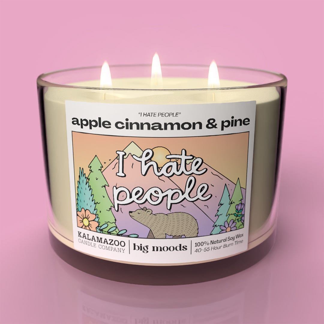 "I Hate People" 3-Wick Soy Candle - Apple Cinnamon & Pine - 14oz