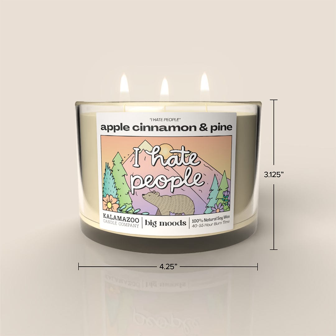 "I Hate People" 3-Wick Soy Candle - Apple Cinnamon & Pine - 14oz
