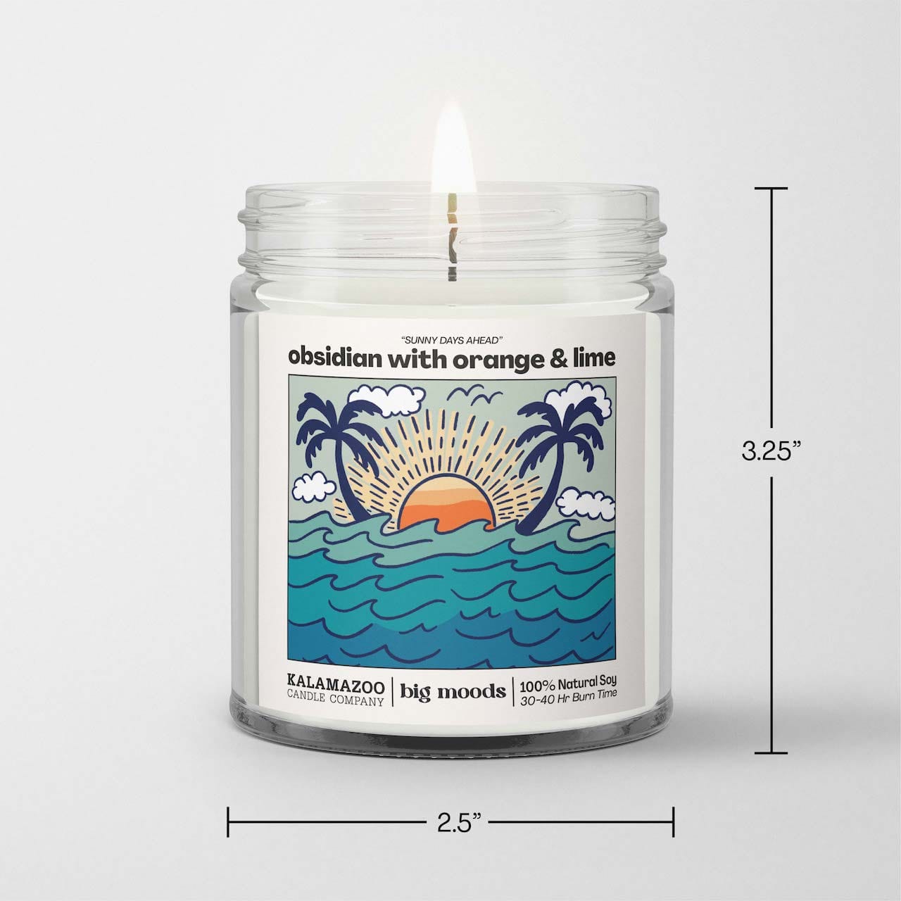 "Sunny Days Ahead" Obsidian with Orange & Lime - 5oz Soy Candle
