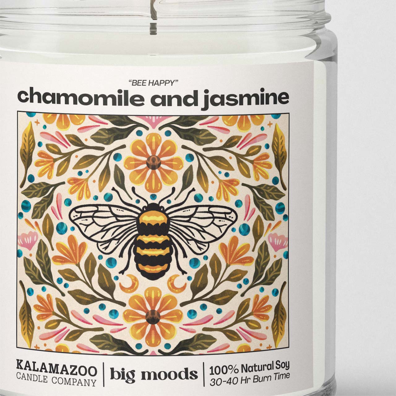 "Bee Happy" Chamomile and Jasmine - 5oz Soy Candle
