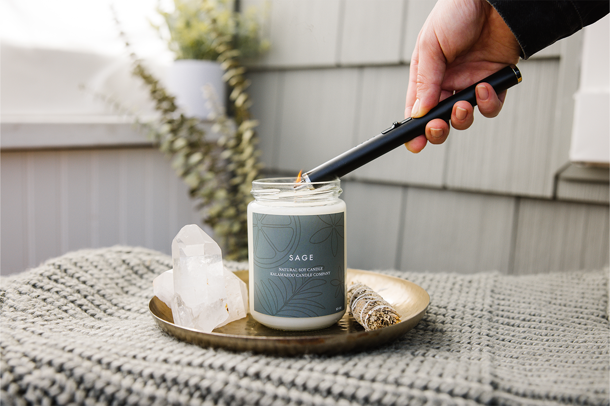 Electric Lighter Lighting Sage Candle