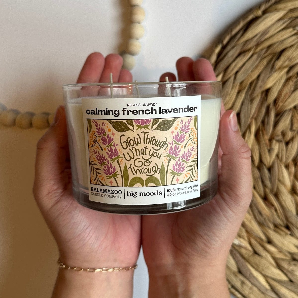 "Grow Through What You Go Through" 3-Wick Soy Candle - Calming French Lavender
