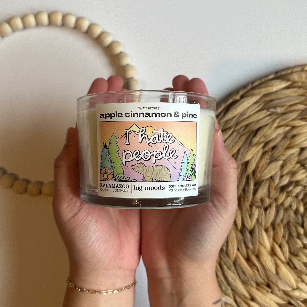 "I Hate People" 3-Wick Soy Candle - Apple Cinnamon & Pine - 14oz
