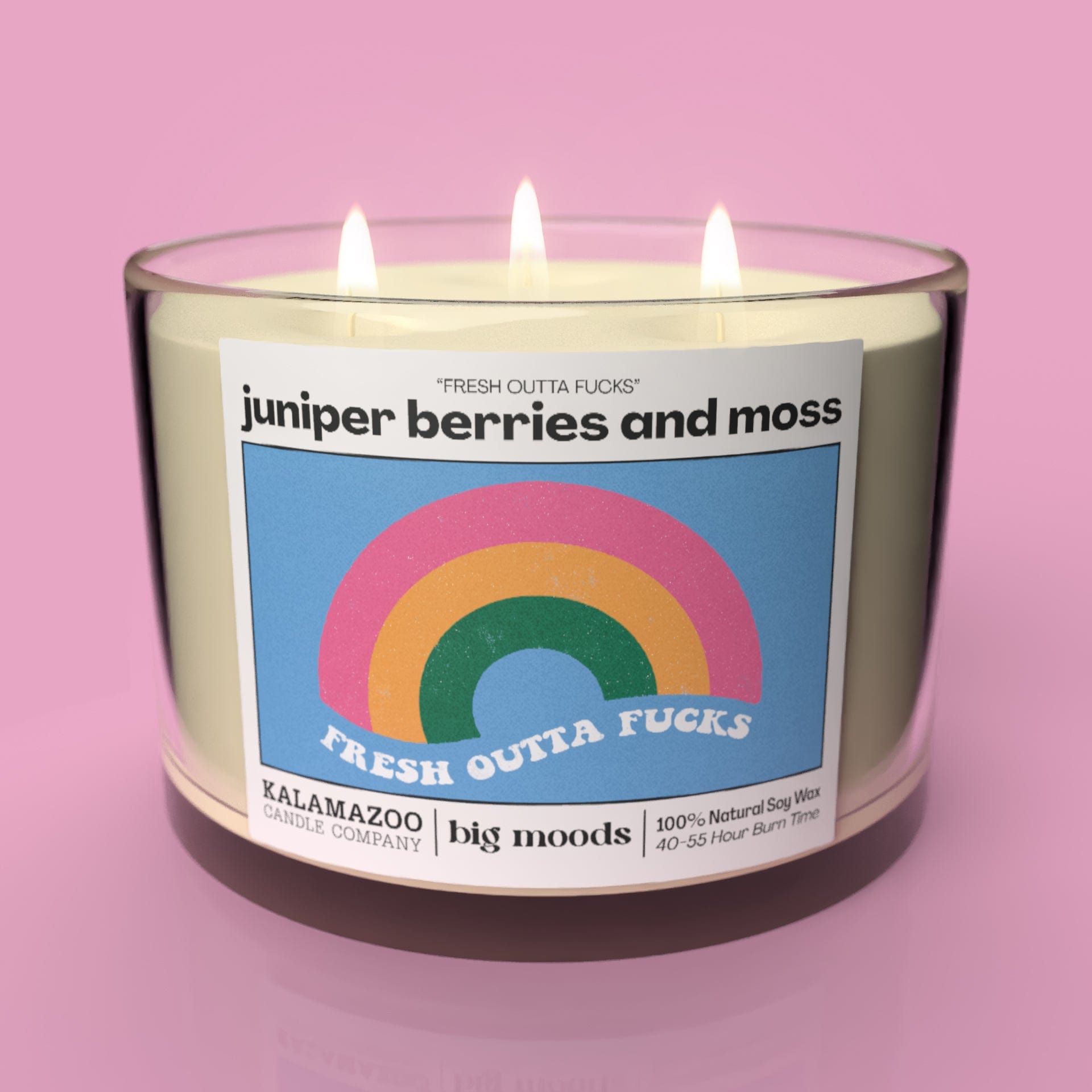"Fresh Outta Fucks" 3-Wick Soy Candle - Juniper Berries - 14oz