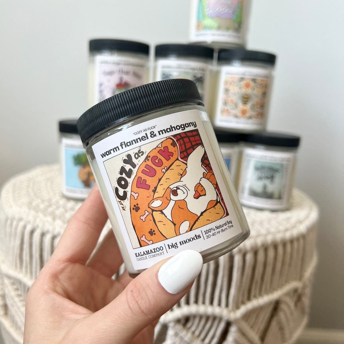 "Cozy as Fuck" Warm Flannel & Mahogany - 5oz Soy Candle