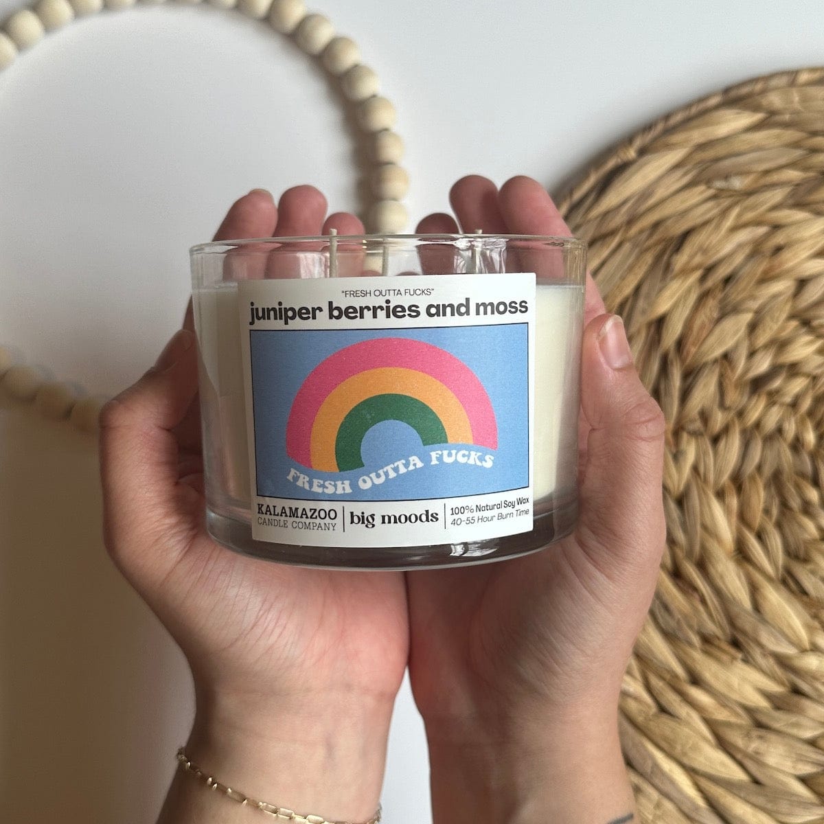 "Fresh Outta Fucks" 3-Wick Soy Candle - Juniper Berries - 14oz