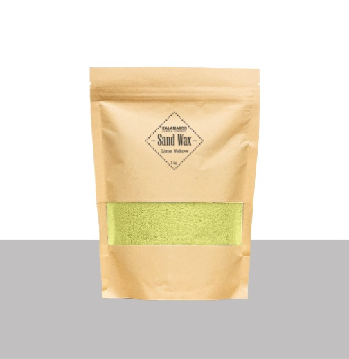 A Bag of Lime Yellow Sand Wax Scented Lemon.