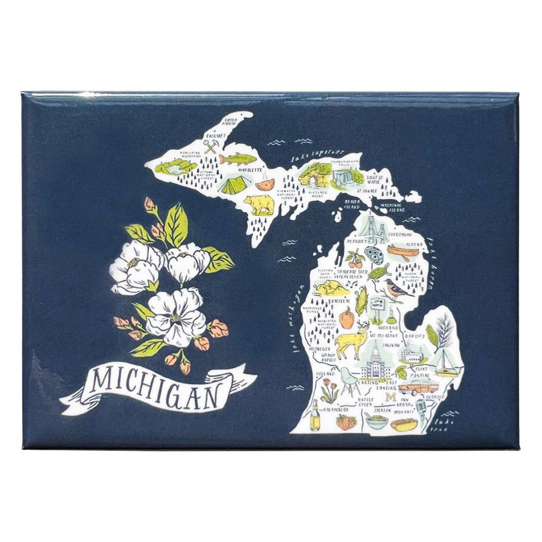 Illustrated Michigan Map Magnet by City Bird