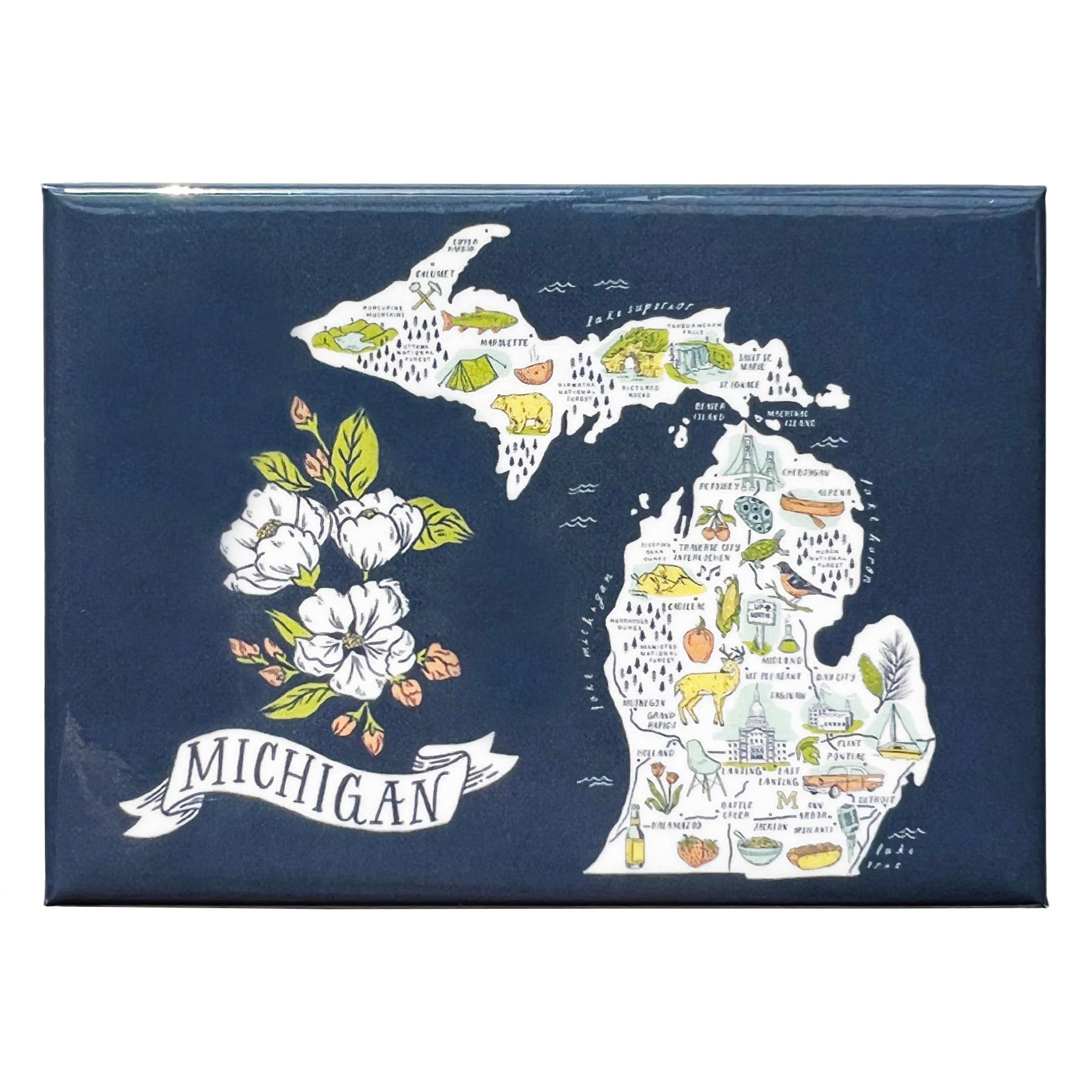 Illustrated Michigan Map Magnet by City Bird