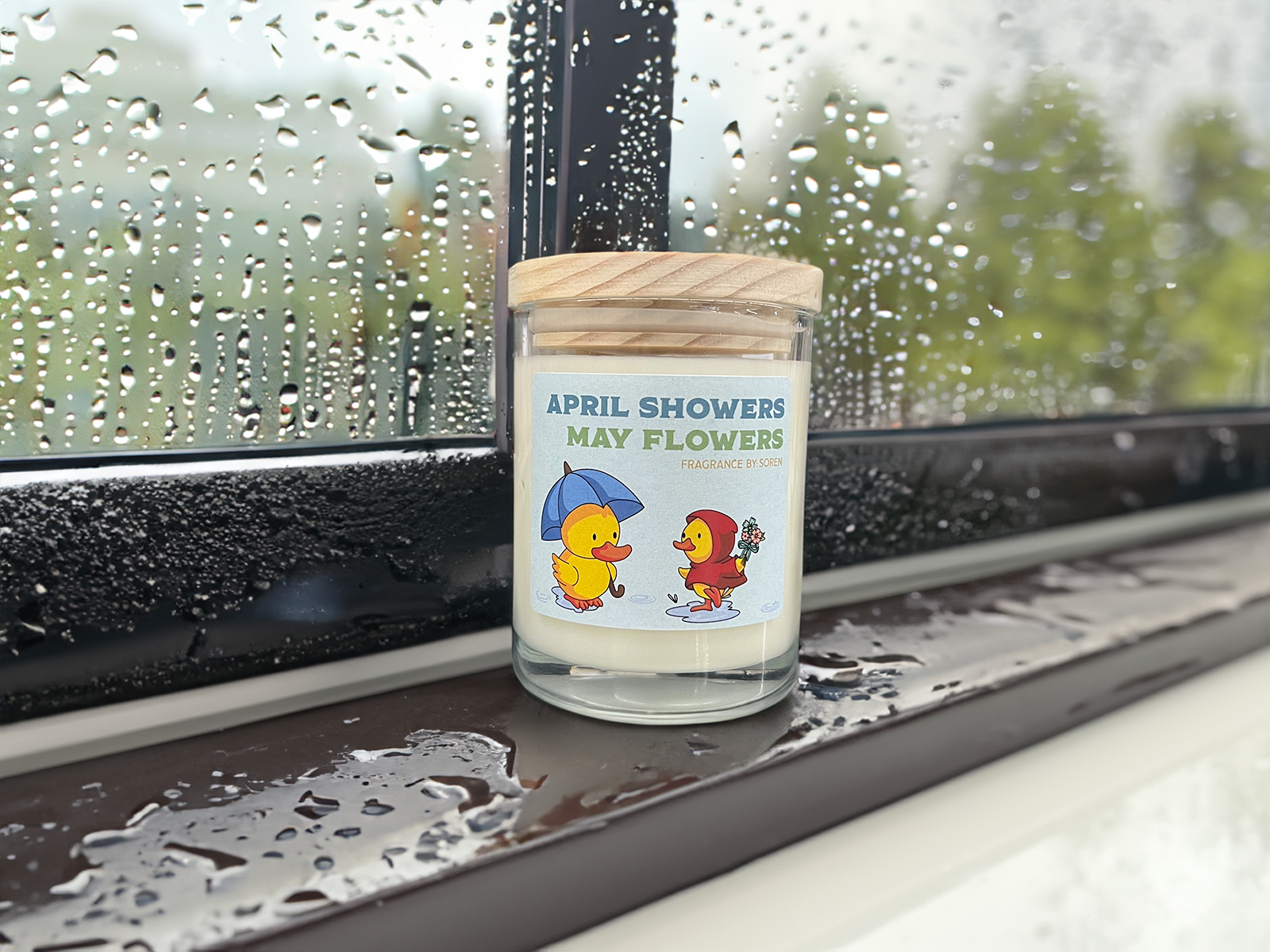 April Showers May Flowers candle