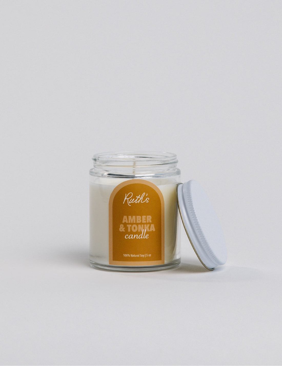 Amber &amp; Tonka Candle Jar Open