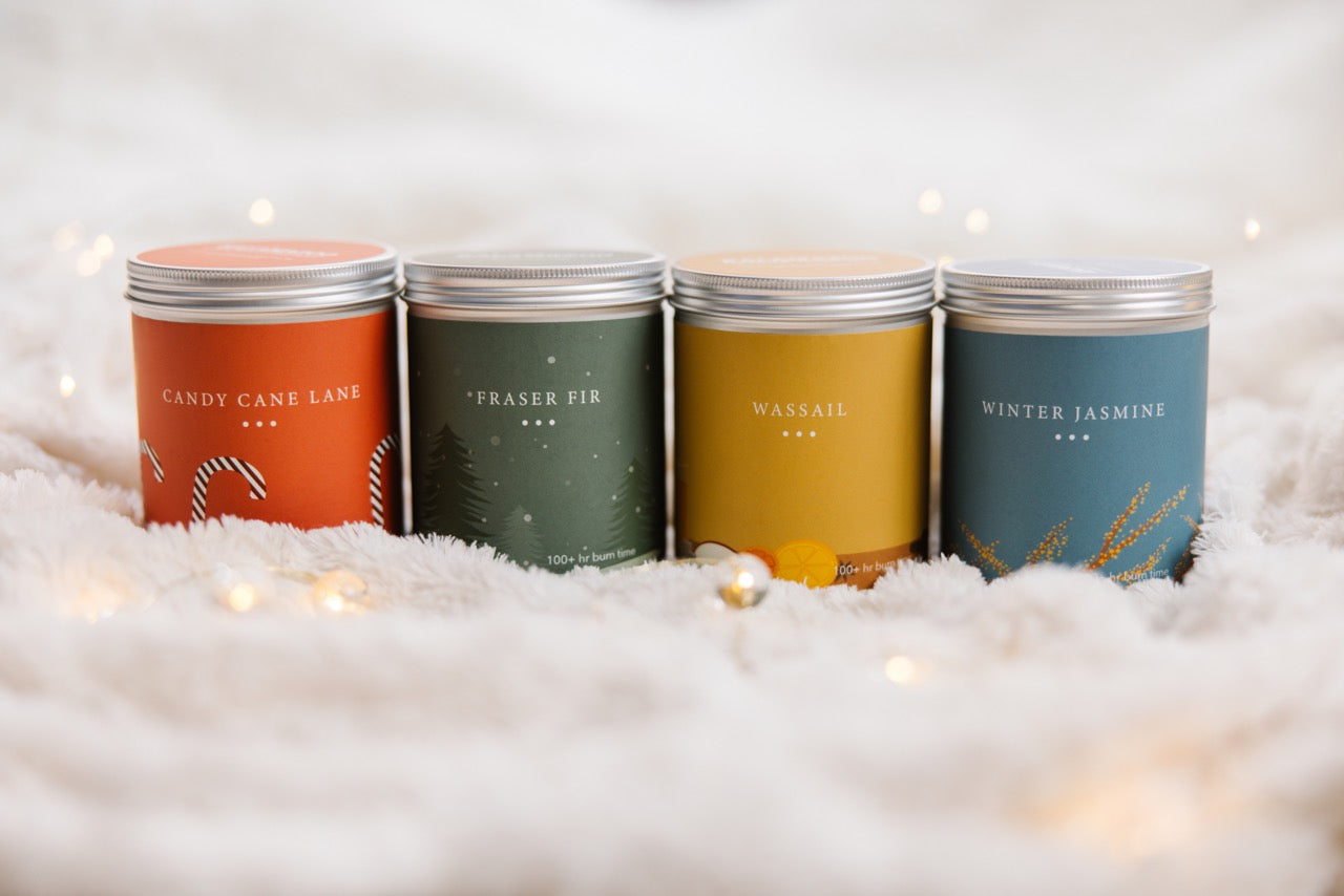 Set of 4 Winter Large 2-Wick Candles.