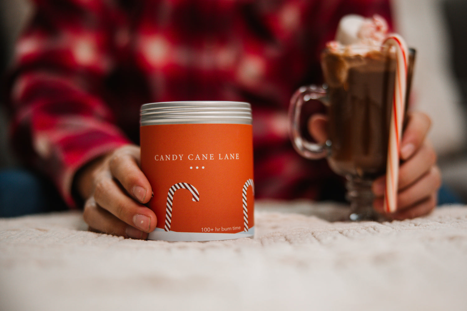 Candy Cane Lane Candle with Hot Chocolate