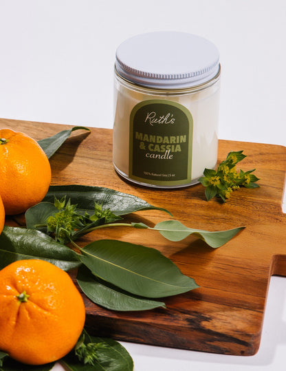 Mandarin &amp; Cassia Candle Lifestyle Photo