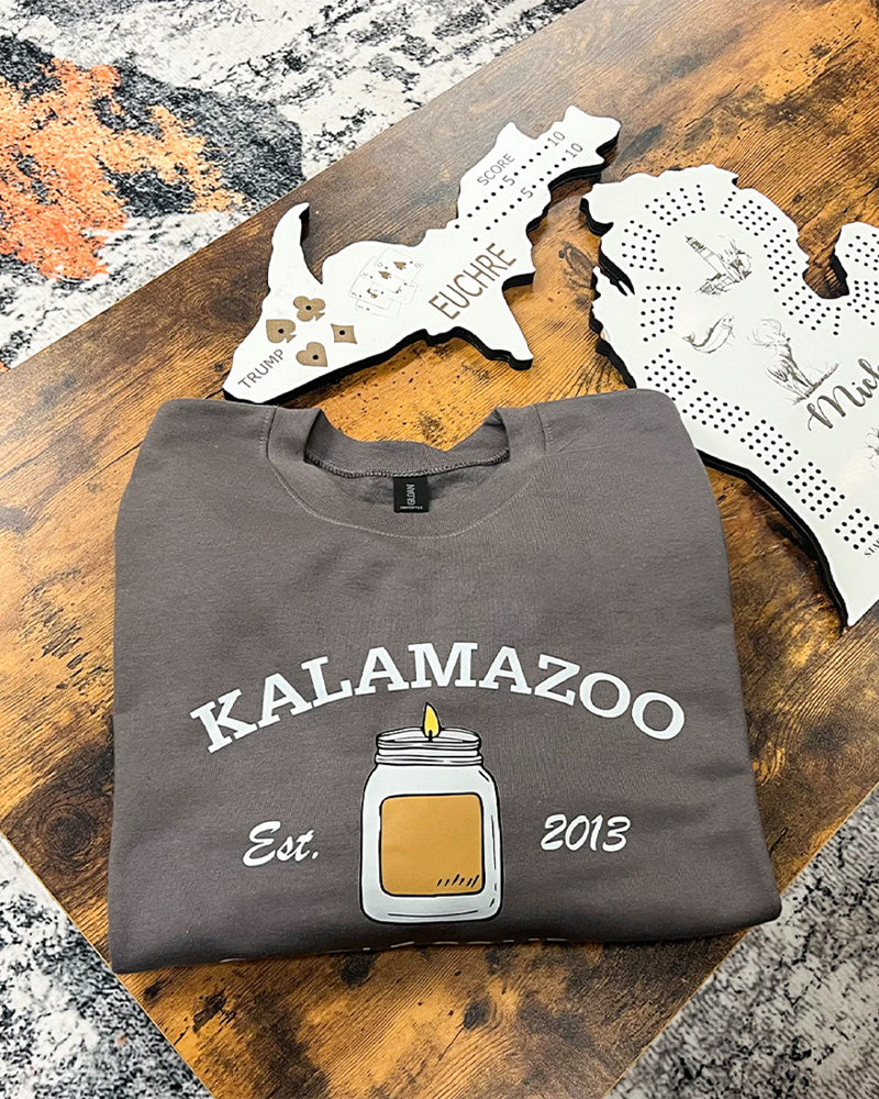 A Gray Kalamazoo Candle Company Sweatshirt