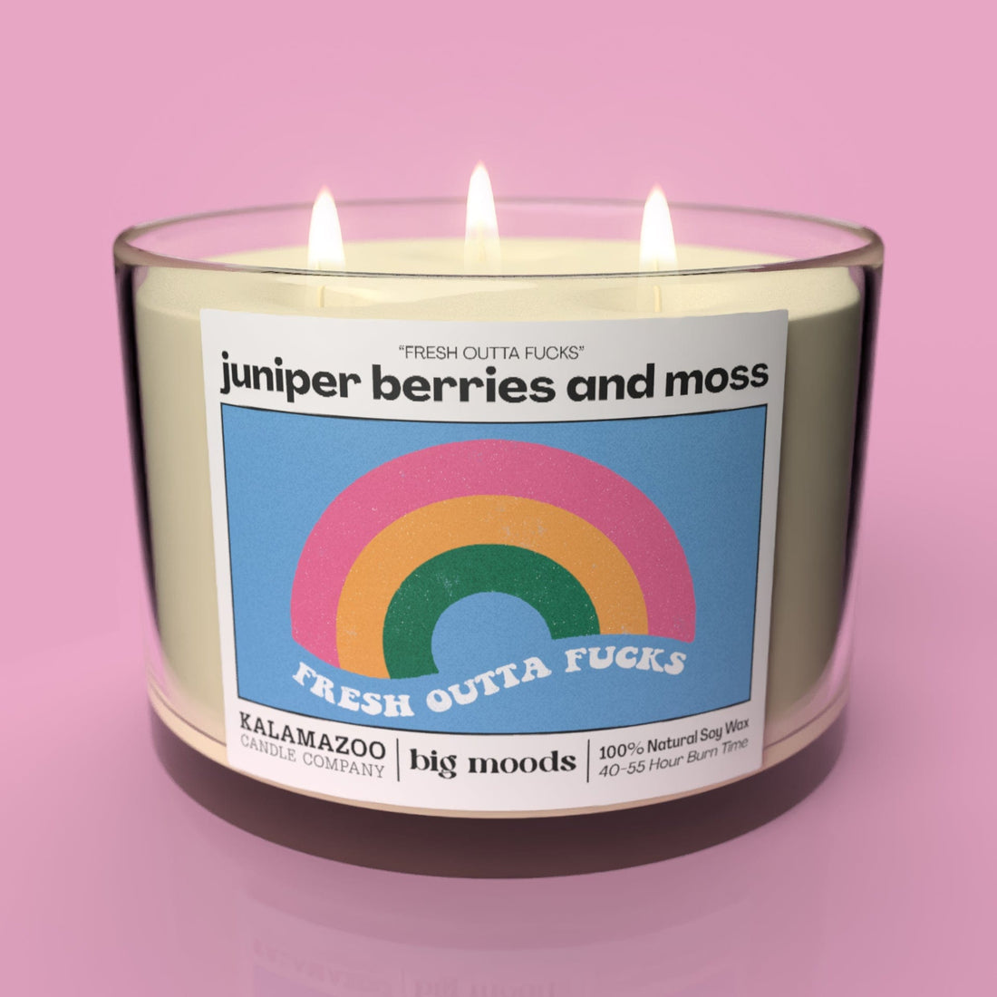 "Fresh Outta Fucks" 3-Wick Soy Candle - Juniper Berries - 14oz