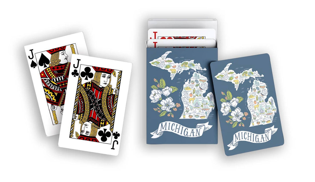 Illustrated Michigan Map Playing Cards by City Bird