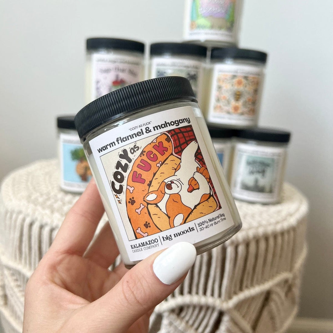 "Cozy as Fuck" Warm Flannel & Mahogany - 5oz Soy Candle