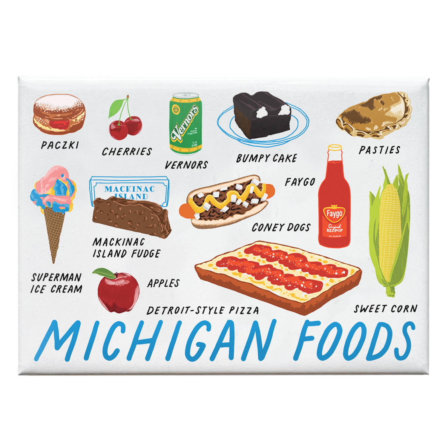 Michigan Foods Magnet by City Bird