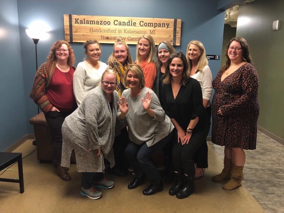 Group of friends after a private candle-making party at Kalamazoo Candle Company