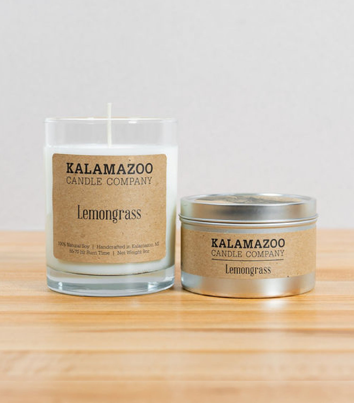Lemongrass Candles Fruity and bright, this classic soy candle is an exotic mix of fragrant lemongrass, infused with sparkling mandarin orange and balanced by lush sweet greens. All Kalamazoo Candles are: 100% natural scented soy wax; produced using locally sourced ingredients.