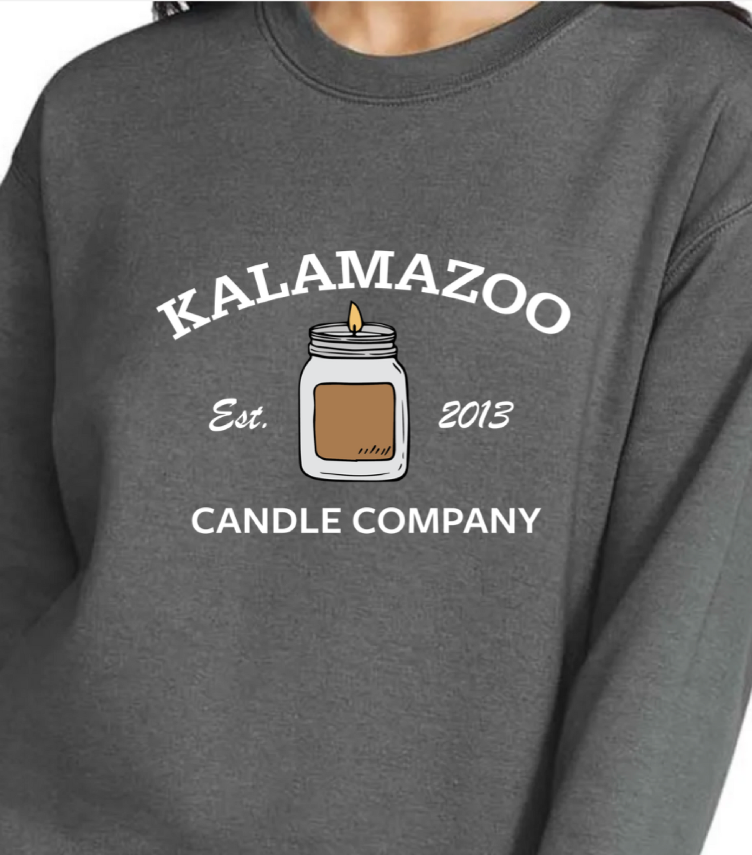 A Gray Kalamazoo Candle Sweatshirt