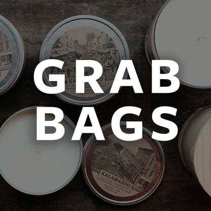 Grab Bag Bag a quality candle bargain during our Grab Bag sale! About $40 worth of candles for just $20! Your Grab Bag could contain a combination any of the following candles: votives, 5oz classic tins, 9oz classic jars, botanicals, and 15oz tins! Grab B